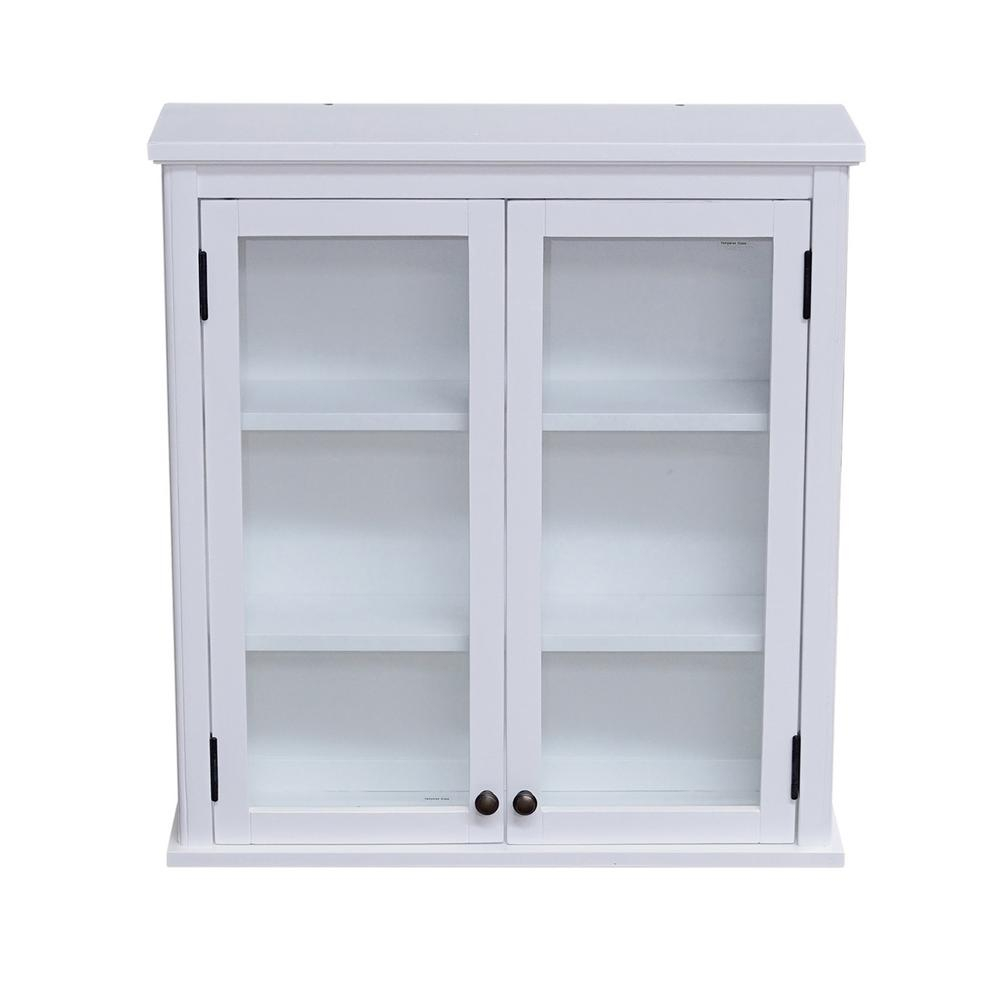 Alaterre Furniture Dorset 27 In W Wall Mounted Bath Storage Cabinet With Glass Cabinet Doors In White regarding dimensions 1000 X 1000