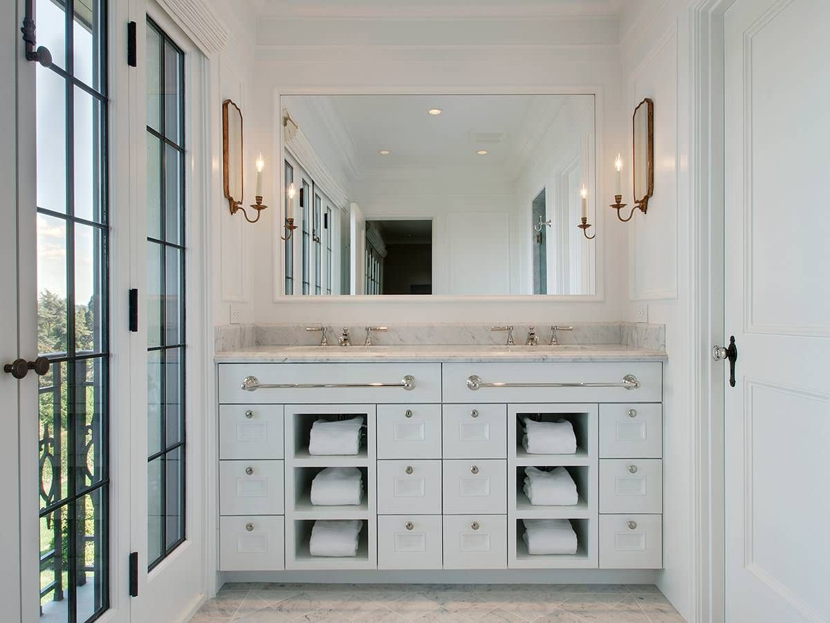 Custom Dual Sink Vanity Towel Cubbies Stuart Silk Architects inside proportions 1200 X 900