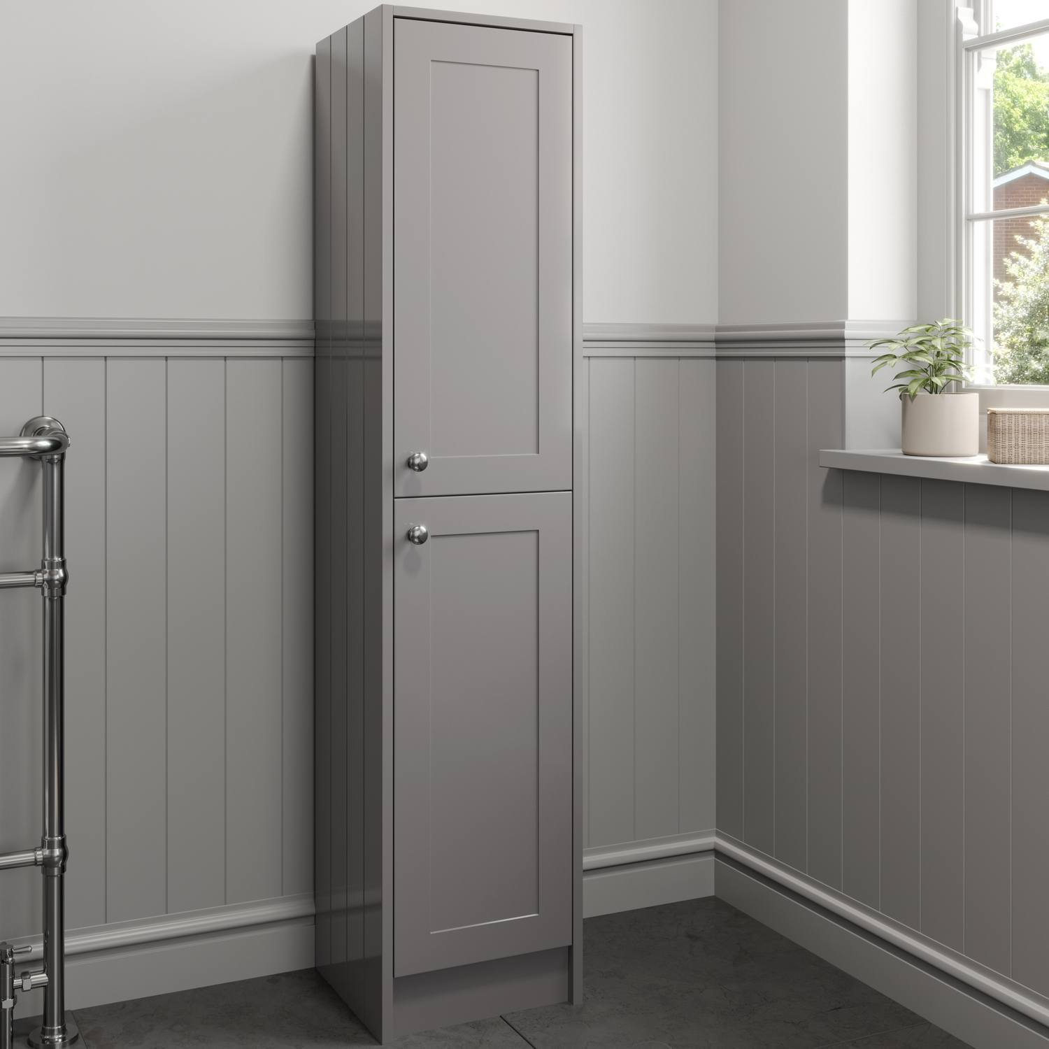 Details About 1600mm Tall Bathroom Storage Cabinet Cupboard Floorstanding Grey Traditional for size 1500 X 1500