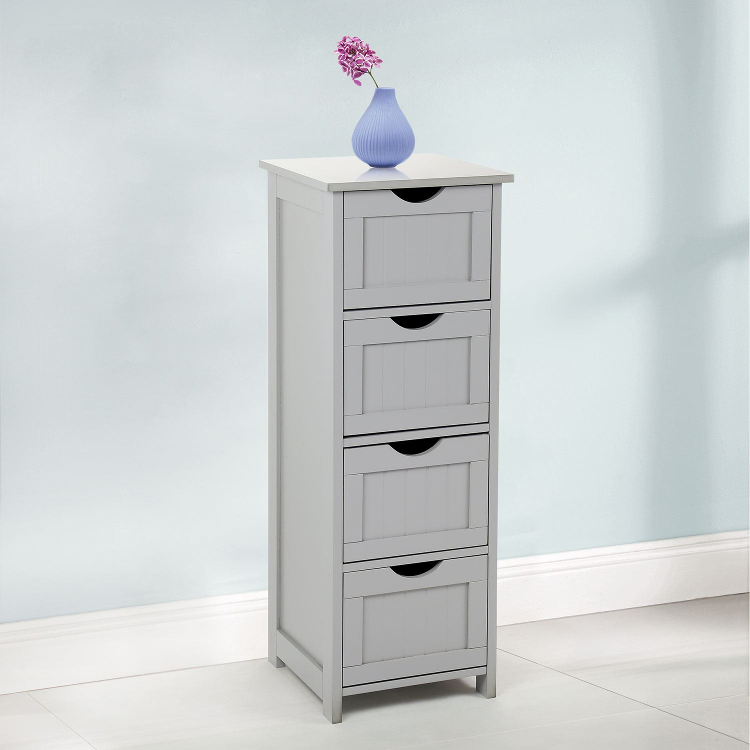Details About 4 Drawer Slim Chest Tall Bathroom Storage Cabinet Bedroom Hallway Grey with proportions 1500 X 1500
