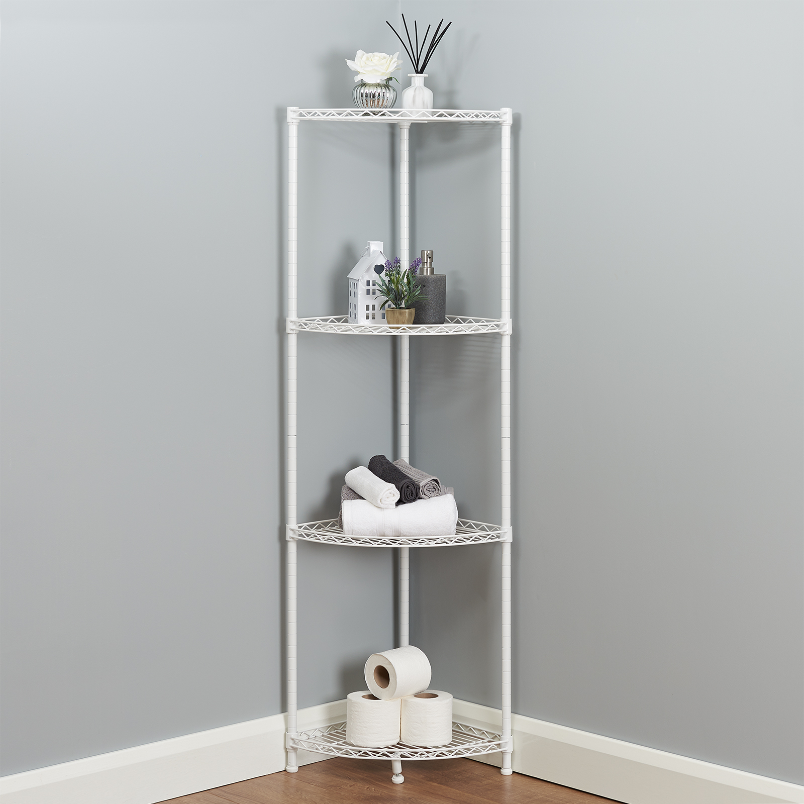 Details About 4 Tier Corner Bathroom Storage Shelves Metal White Shelving Unit Display Rack pertaining to dimensions 1600 X 1600