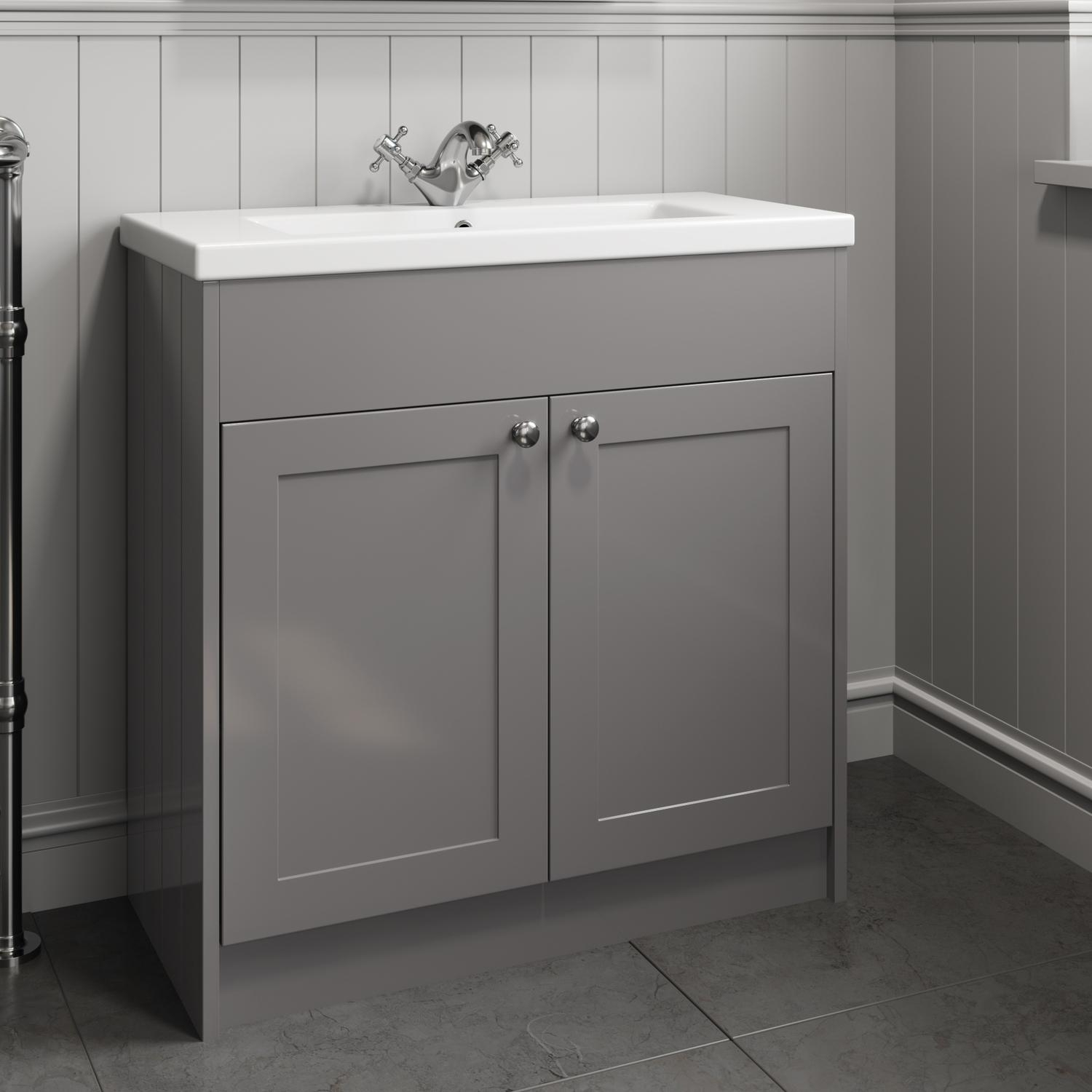 Details About 800mm Bathroom Vanity Unit Basin Sink Storage Cabinet Furniture Grey Traditional inside size 1500 X 1500