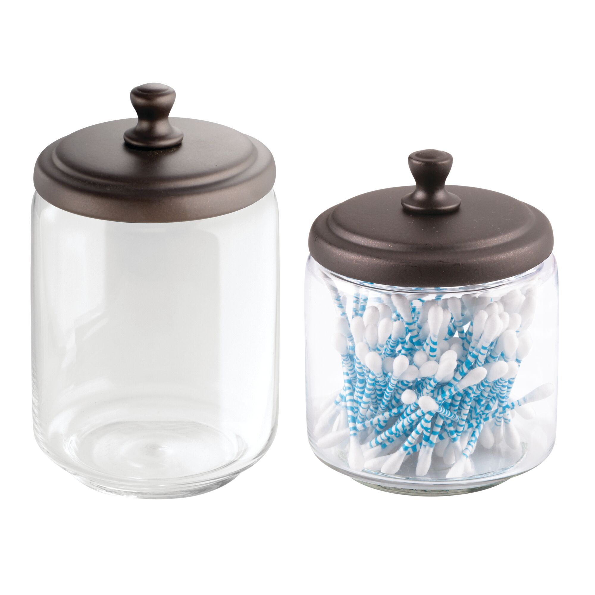 Details About Mdesign Glass Bathroom Vanity Storage Canister Jar Set Of 2 regarding proportions 2000 X 2000