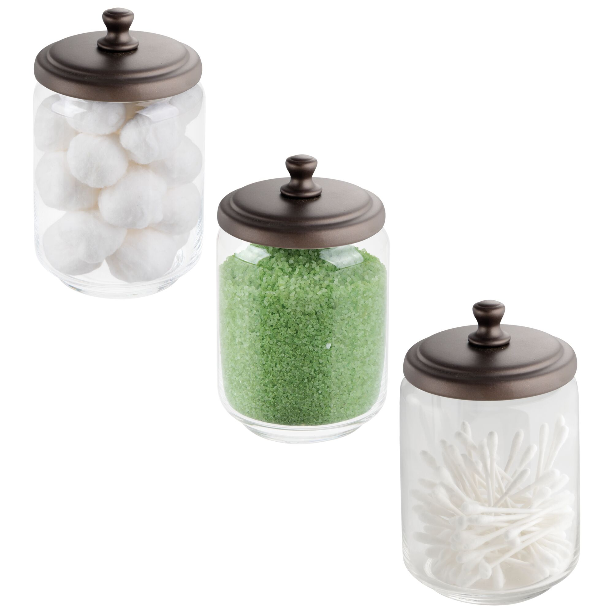 Details About Mdesign Glass Storage Apothecary Jar For Bathroom Vanity 3 Pack for proportions 2000 X 2000
