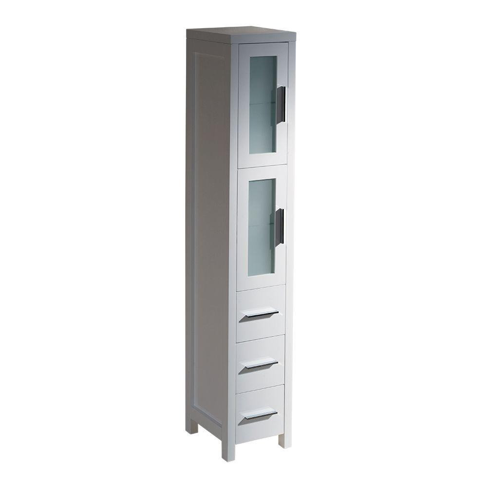Fresca Torino 12 In W X 68 13100 In H X 15 In D Bathroom Linen Storage Tower Cabinet In White throughout measurements 1000 X 1000
