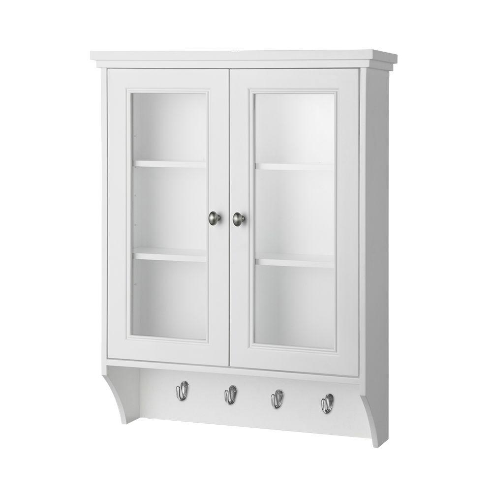 Home Decorators Collection Gazette 23 12 In W X 31 In H X 7 12 In D Bathroom Storage Wall Cabinet With Glass Door In White regarding measurements 1000 X 1000