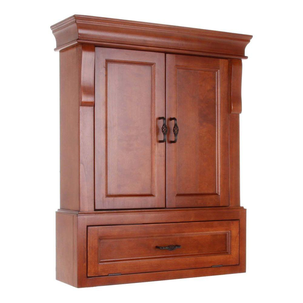 Home Decorators Collection Naples 26 34 In W Bathroom Storage Wall Cabinet In Warm Cinnamon with sizing 1000 X 1000