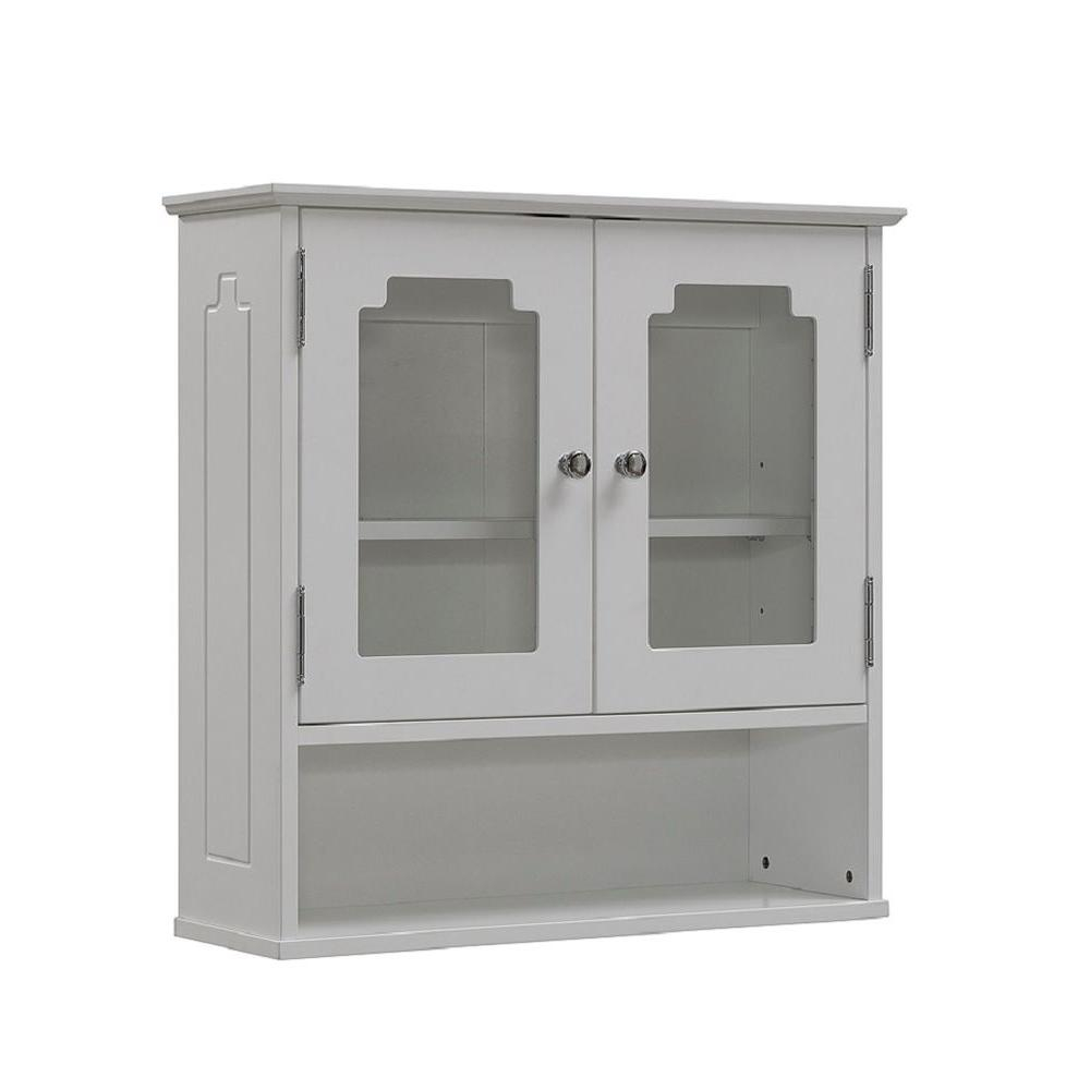 Runfine 24 In W X 24 In H X 8 In D Bathroom Storage Wall Cabinet With Glass Door In White regarding measurements 1000 X 1000