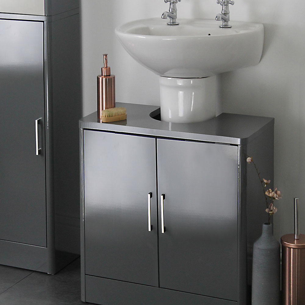 Sleek Grey Gloss Under Sink Basin Unit within dimensions 1000 X 1000