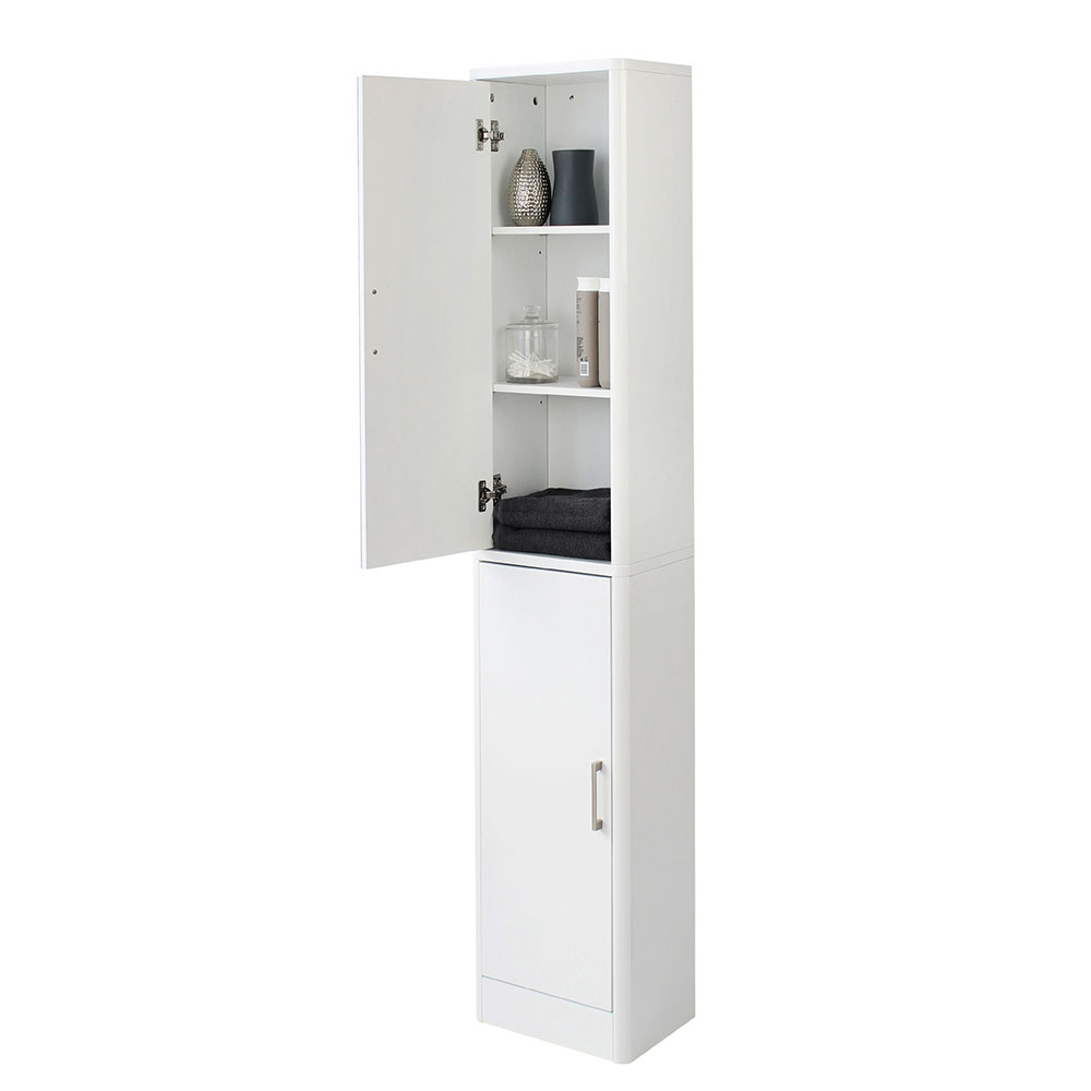 Sleek White Gloss Mirrored Tallboy Storage Cabinet pertaining to size 1000 X 1000