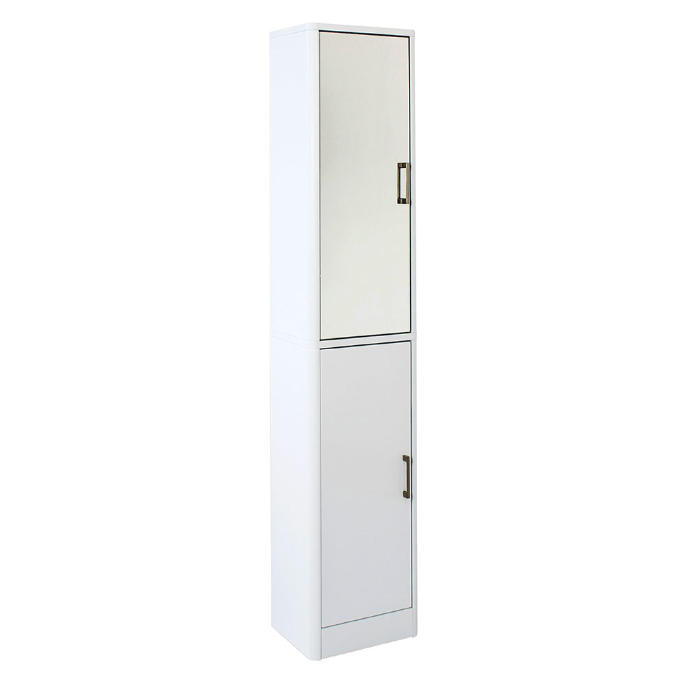 Sleek White Gloss Mirrored Tallboy Storage Cabinet with regard to size 1000 X 1000