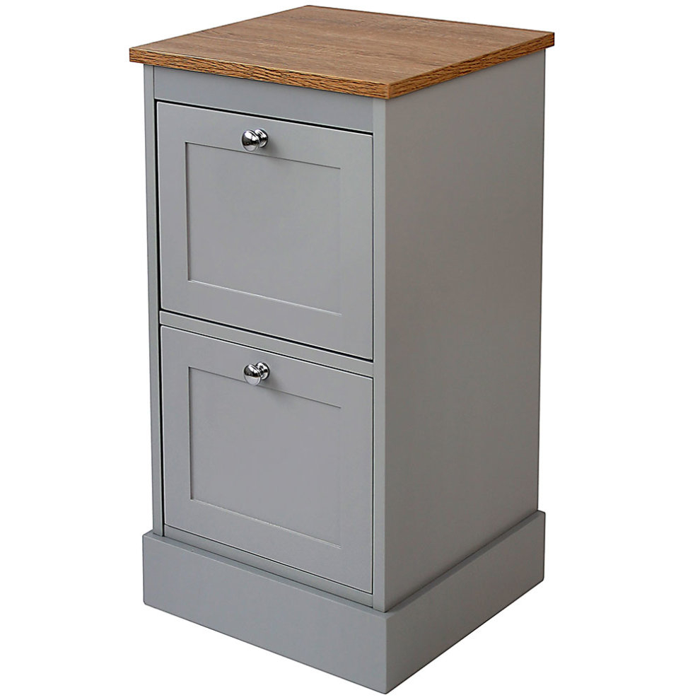 Two Tone Grey Wood Bathroom Two Drawer Floor Storage Cabinet regarding proportions 990 X 990