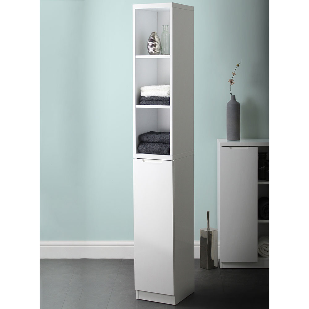 White Gloss Bathroom Tallboy Storage Cabinet throughout measurements 1000 X 1000