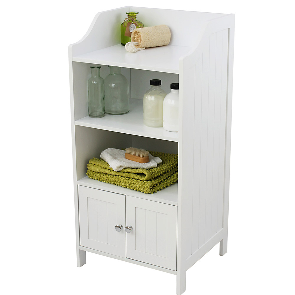 White Tongue Groove 2 Cupboard 3 Shelf Bathroom Storage Cabinet regarding proportions 1000 X 1000