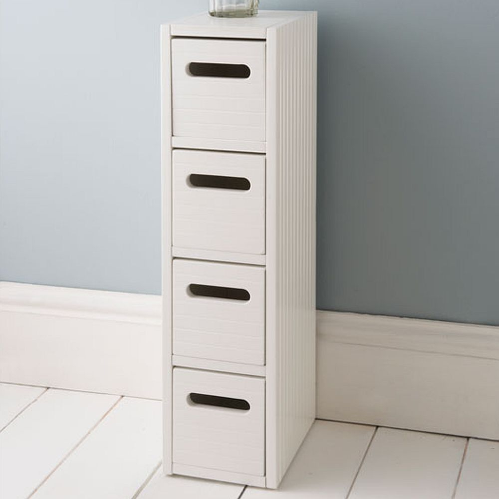 White Wooden Small Slimline Bathroom Storage Drawers inside proportions 1000 X 1000