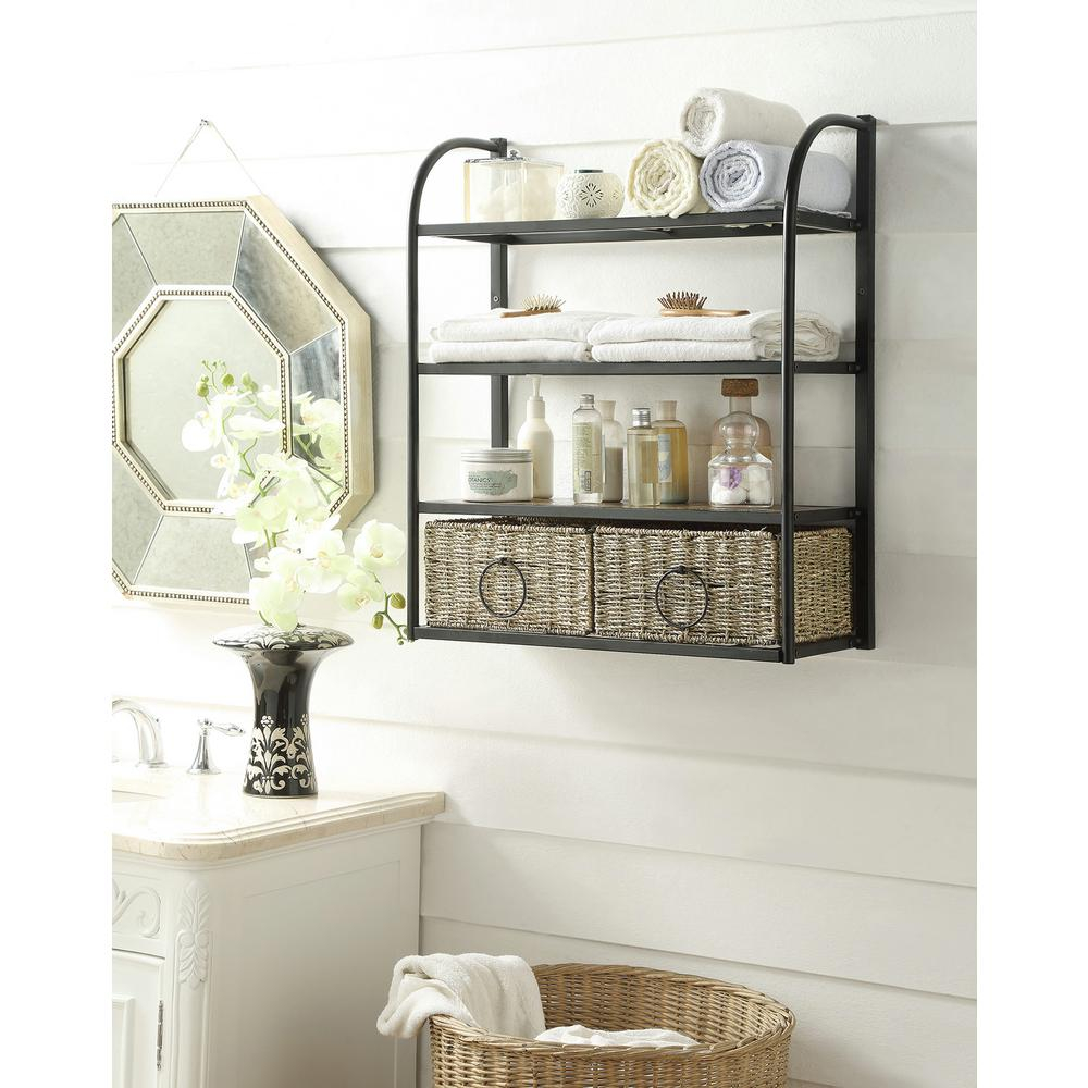 Windsor 24 In W Storage Rack With Two Baskets In Brown pertaining to measurements 1000 X 1000