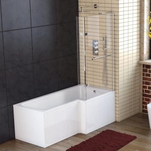 1500 Mm Right Hand L Shaped Straight Shower Bath With Shower Screen with measurements 1080 X 1080