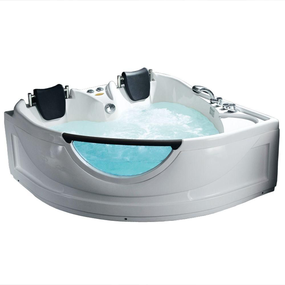 Ariel 60 In Center Drain Corner Alcove Whirlpool Bathtub In White inside size 1000 X 1000