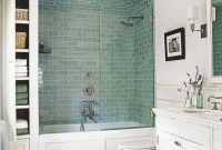 Bathroom Upgrade Ideas Blue Subway Tile With Bathtub Shower Combo In throughout sizing 1148 X 1172