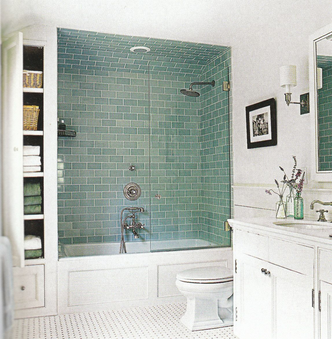 Bathroom Upgrade Ideas Blue Subway Tile With Bathtub Shower Combo In throughout sizing 1148 X 1172