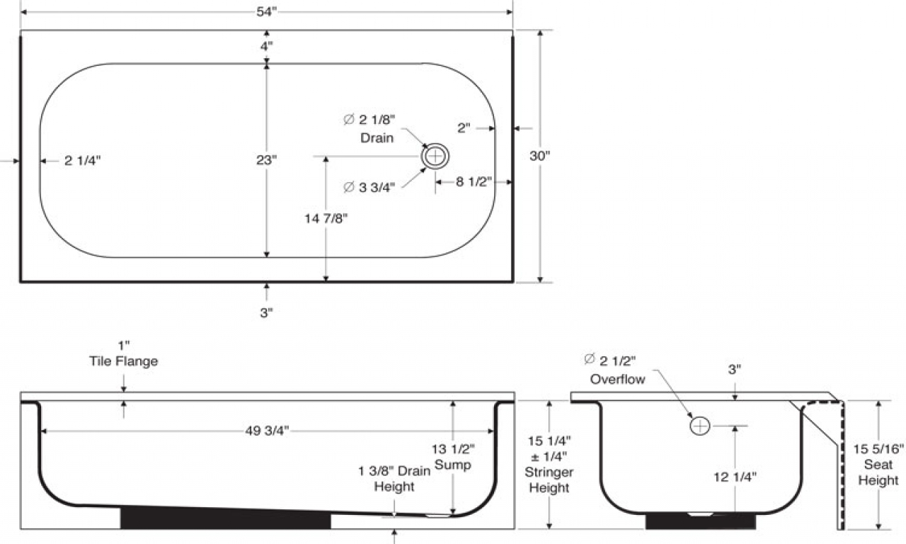 Bath Tub Drain Rough In Dimensions