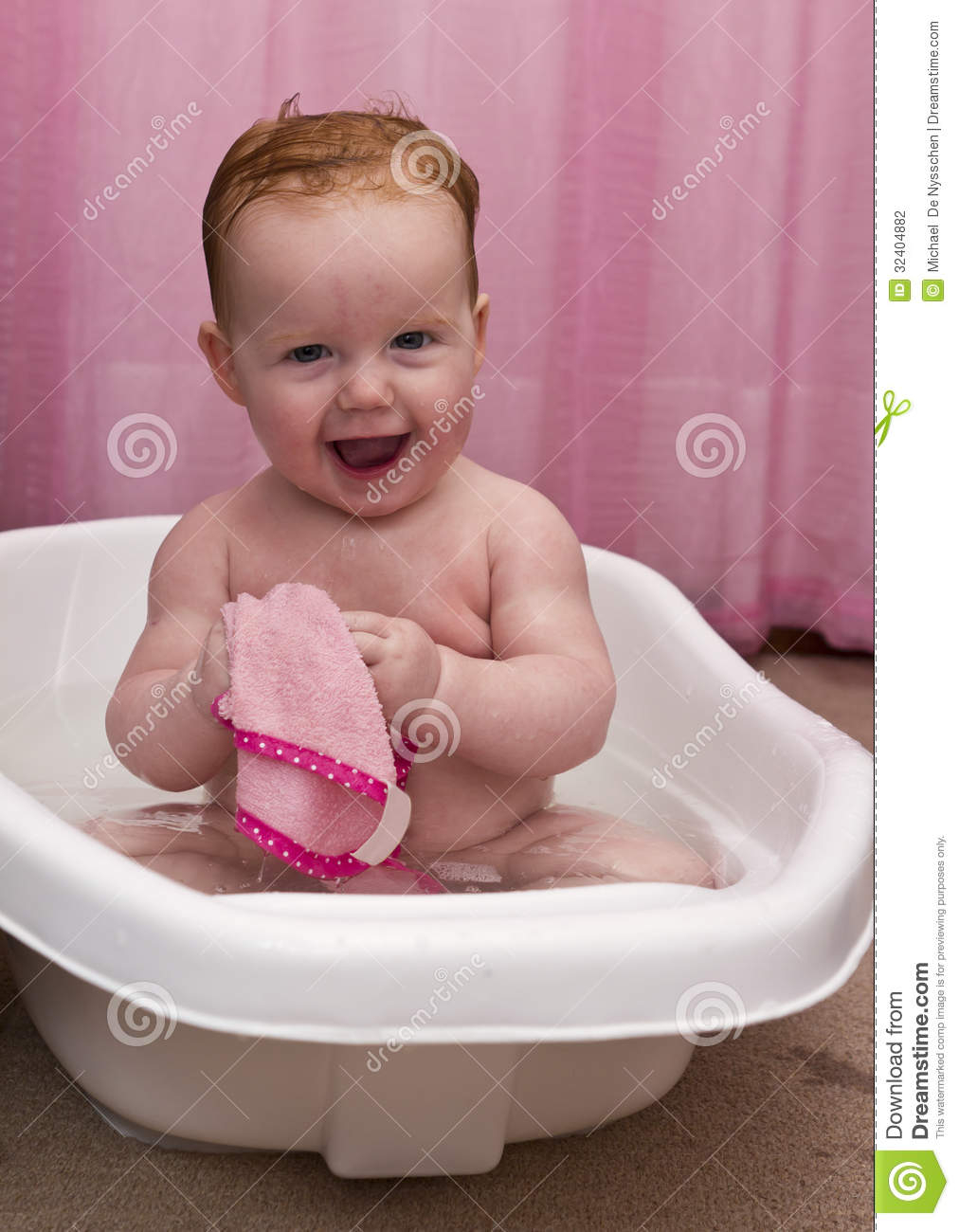 Cute Smiling Ba Girl In The Bathtub Stock Photo Image Of inside measurements 1012 X 1300