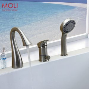 Deck Mounted 3 Pieces Bathtub Faucet Nickel Brushed Roman Tub regarding dimensions 1000 X 1000