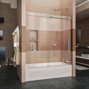 Dreamline Enigma X 56 To 59 In X 62 In Frameless Sliding Tub Door intended for sizing 1000 X 1000