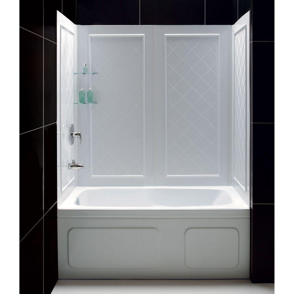 Dreamline Qwall Tub 28 32 In D X 56 To 60 In W X 60 In H 4 Piece regarding dimensions 1000 X 1000