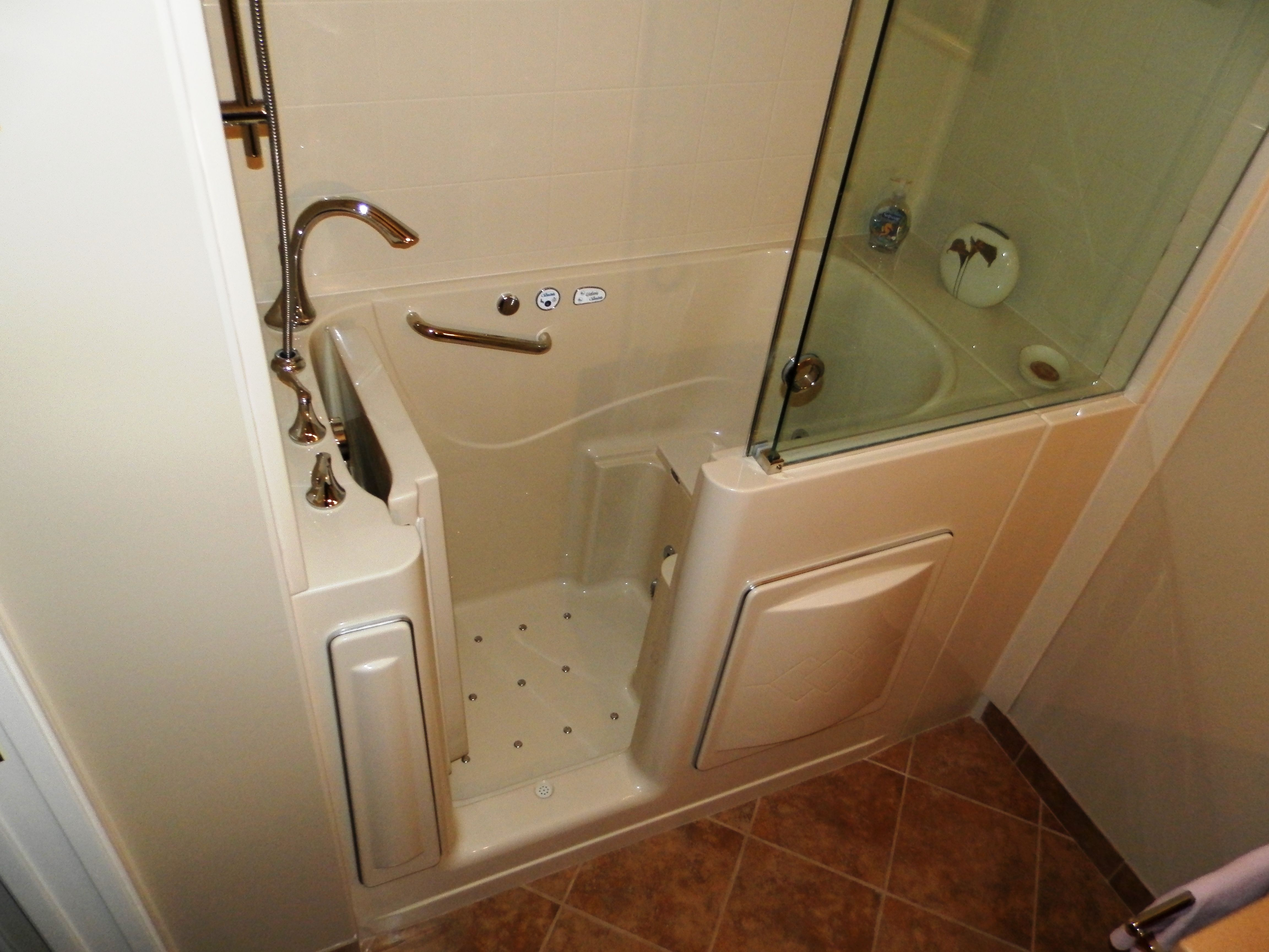 Escape Plus Walk In Tub With 3 Wall Composite Surround Extension intended for sizing 4608 X 3456