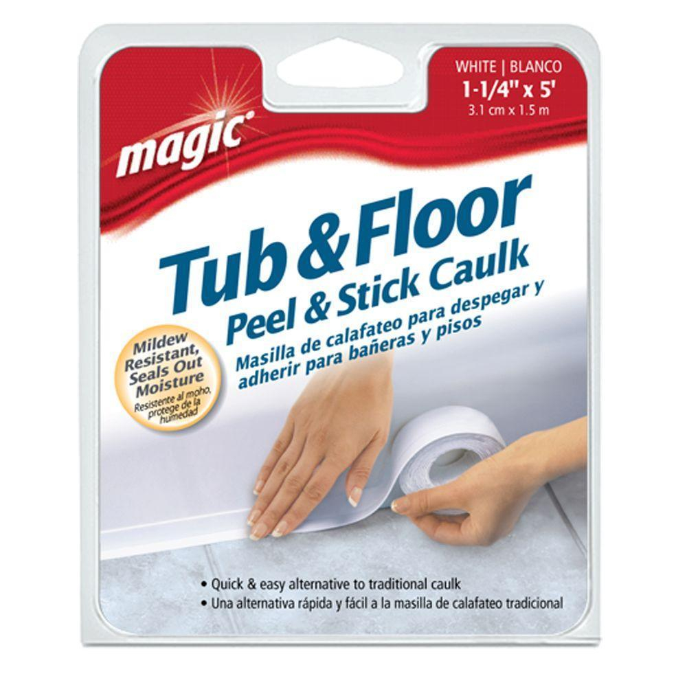 Magic Tub And Floor Peel Stick Caulk Strip In White 1 14 In X 5 throughout measurements 1000 X 1000