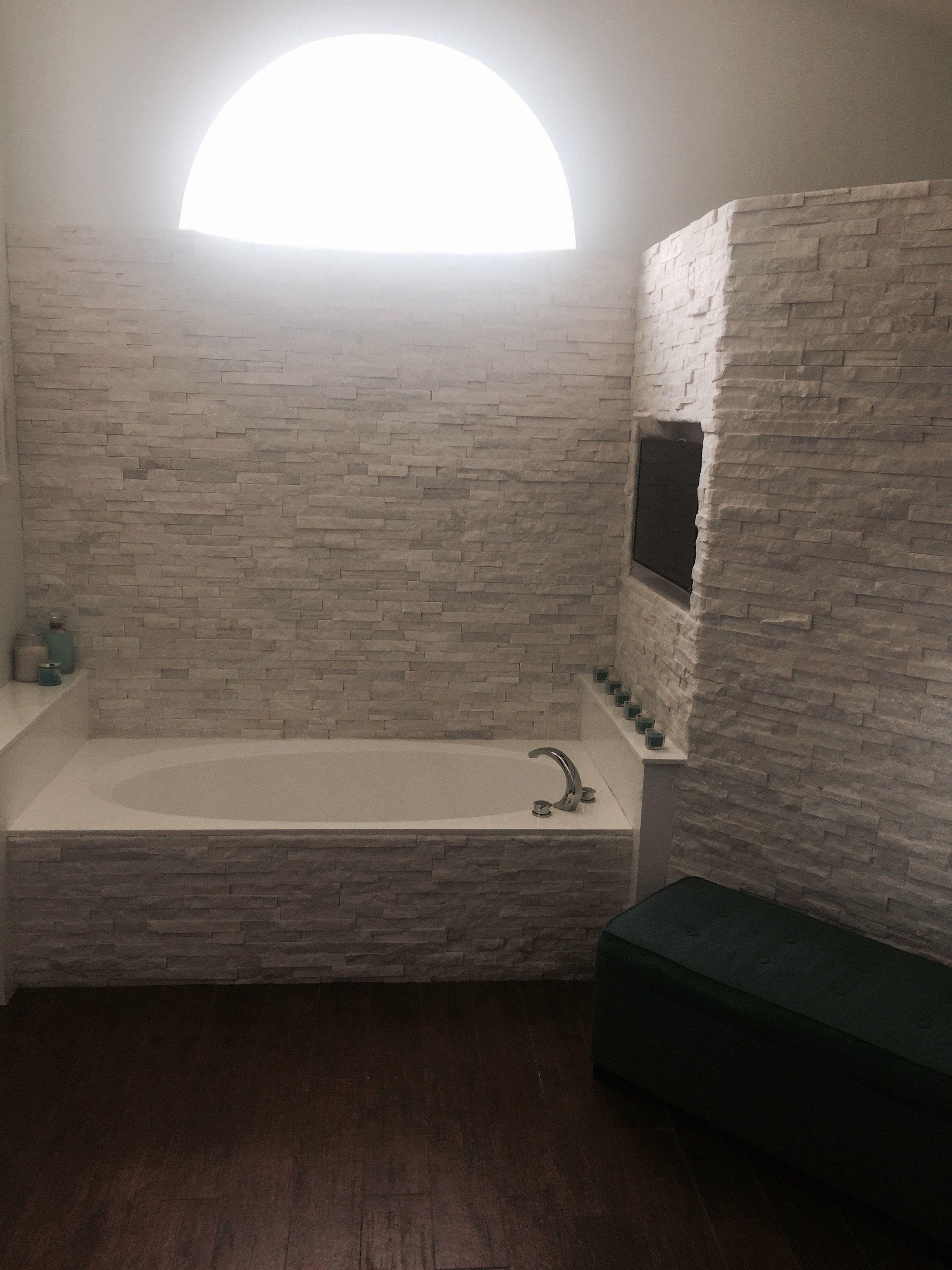 Modern Contemporary Master Bathroom Remodel White Ledger Stone pertaining to dimensions 2448 X 3264