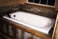 Our Rustic Bath Tub Metal Tin In Front With Barn Wood Tile Back intended for sizing 1224 X 1224