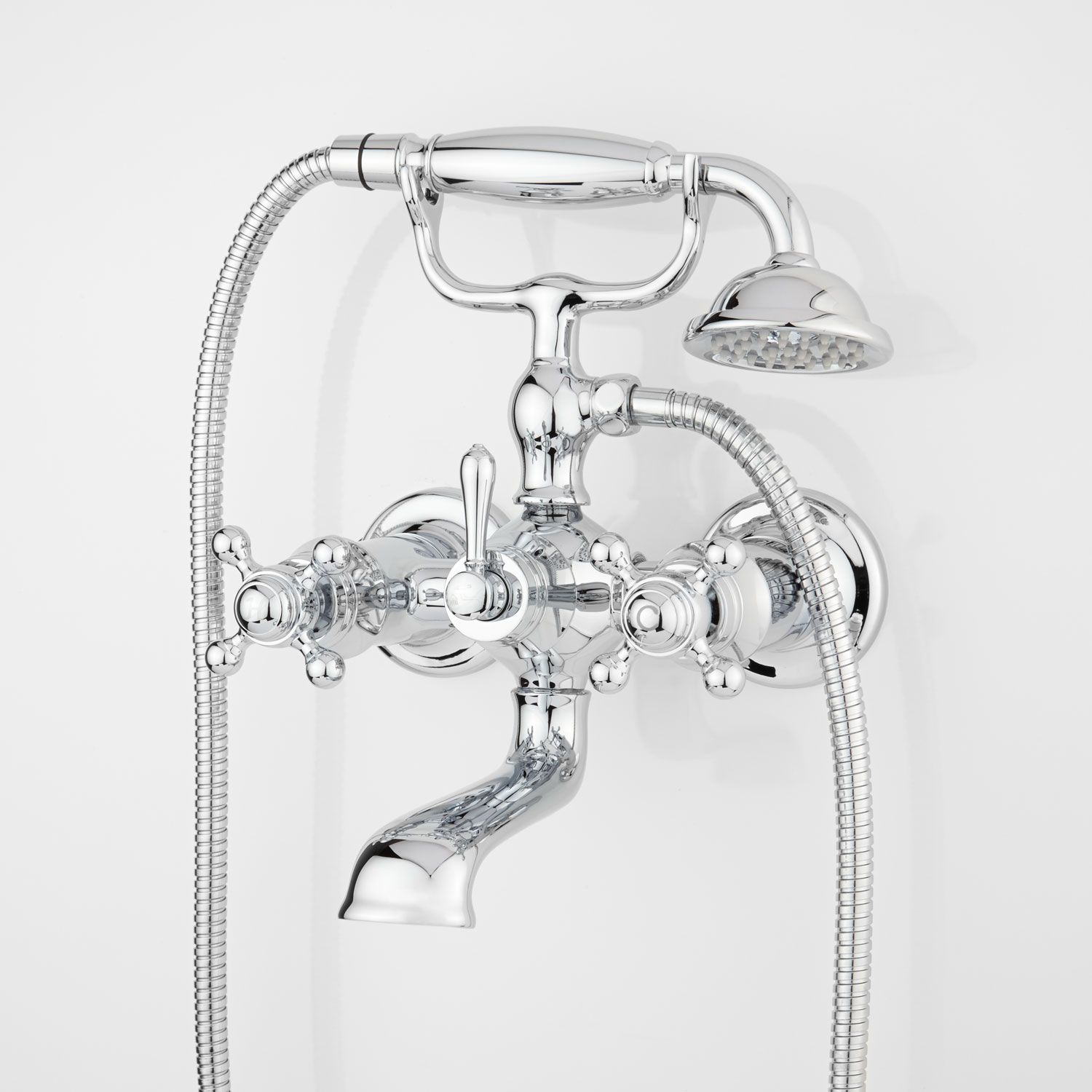 Parlington Wall Mount Tub Faucet With Cross Handles And Hand Shower intended for proportions 1500 X 1500