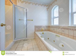 Refreshing Bathroom Interior With Tile Wall Trim Stock Image Image with measurements 1300 X 957