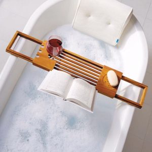 Water Resistant Adjustable Frame Bathtub Tray Caddy Wood Bath Book regarding measurements 1000 X 1000