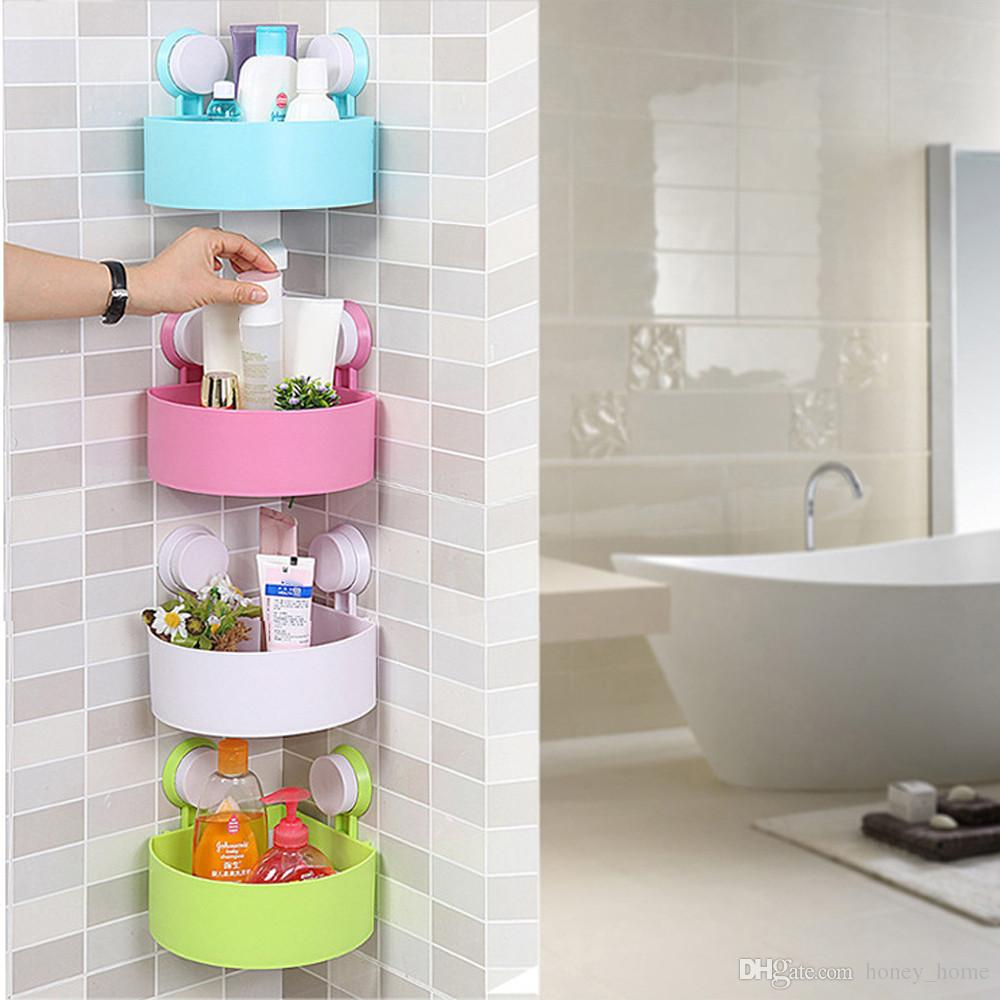 Wall Mounted Bathroom Corner Shelf Sucker Suction Cup Plastic Shower Basket Kitchen Wall Rack Shower Room Holder Four Colors pertaining to measurements 1000 X 1000