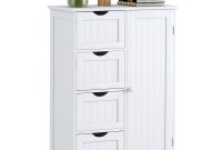 Costway Wooden 4 Drawer Bathroom Cabinet Storage Cupboard 2 Shelves Free Standing White in size 1200 X 1200