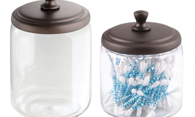 Details About Mdesign Glass Bathroom Vanity Storage Canister Jar Set Of 2 regarding proportions 2000 X 2000